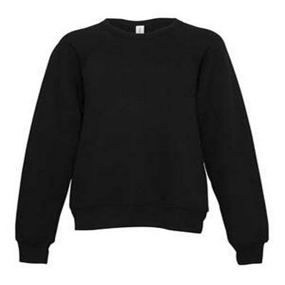 Bella Canvas 3901y Youth Sponge Fleece Raglan Sweatshirt-Black-YS