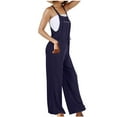 thumbnail image 5 of gakvbuo Wide Leg Suspender Jumpsuits Overalls For Women Casual Loose Fit Bib Spring Summer Drawstring Belted Jumpsuit Long Pant One Piece Rompers With Pockets, 5 of 8