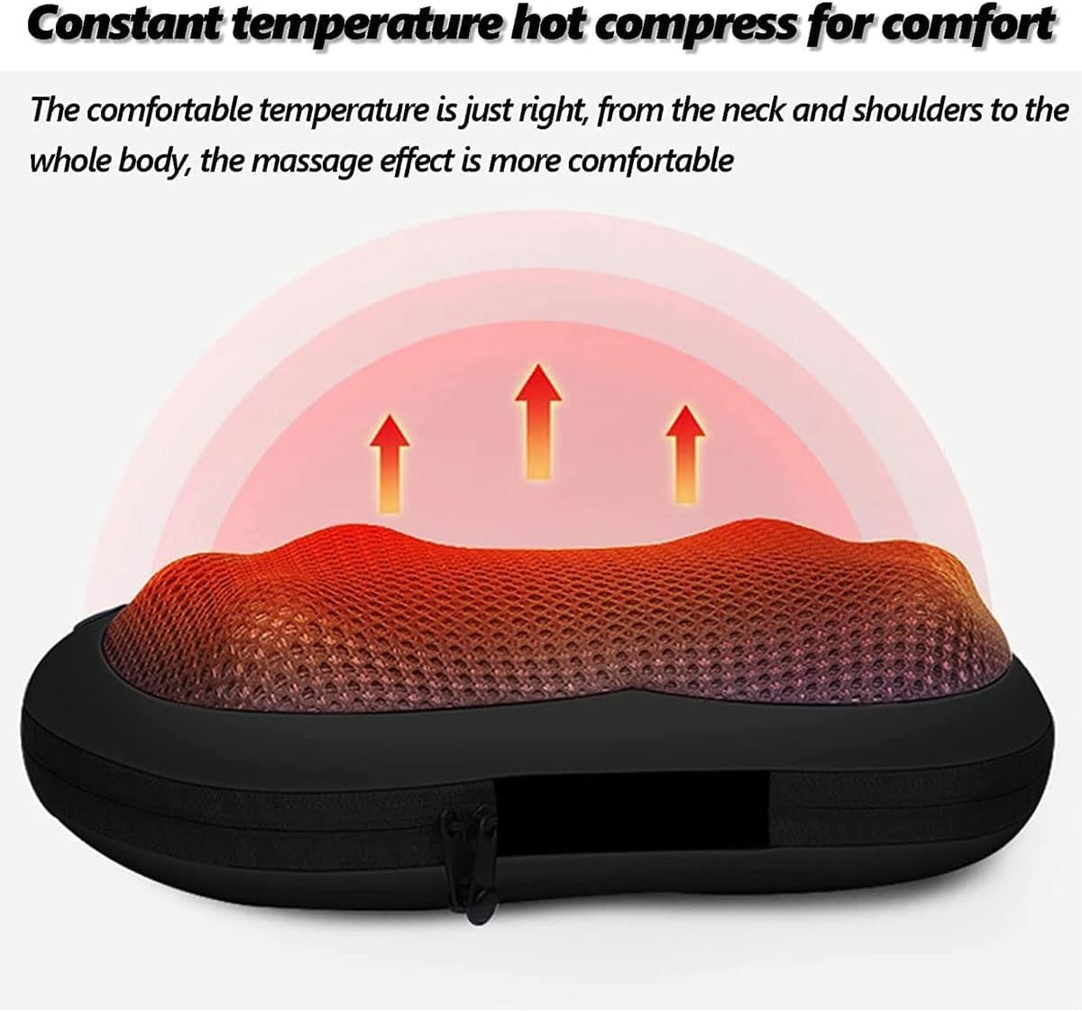 Massage Pillow with Heat -Deep Kneading Neck Shoulder Lumbar Calf Leg Foot Back Massager for Home Office and Car, Gifts for Men Woman