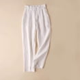 thumbnail image 2 of Patlollav Womens Cotton Linen Pants Loose Comfy Cropped Work Pants with Pockets Elastic High Waist Harlan Pants, 2 of 6