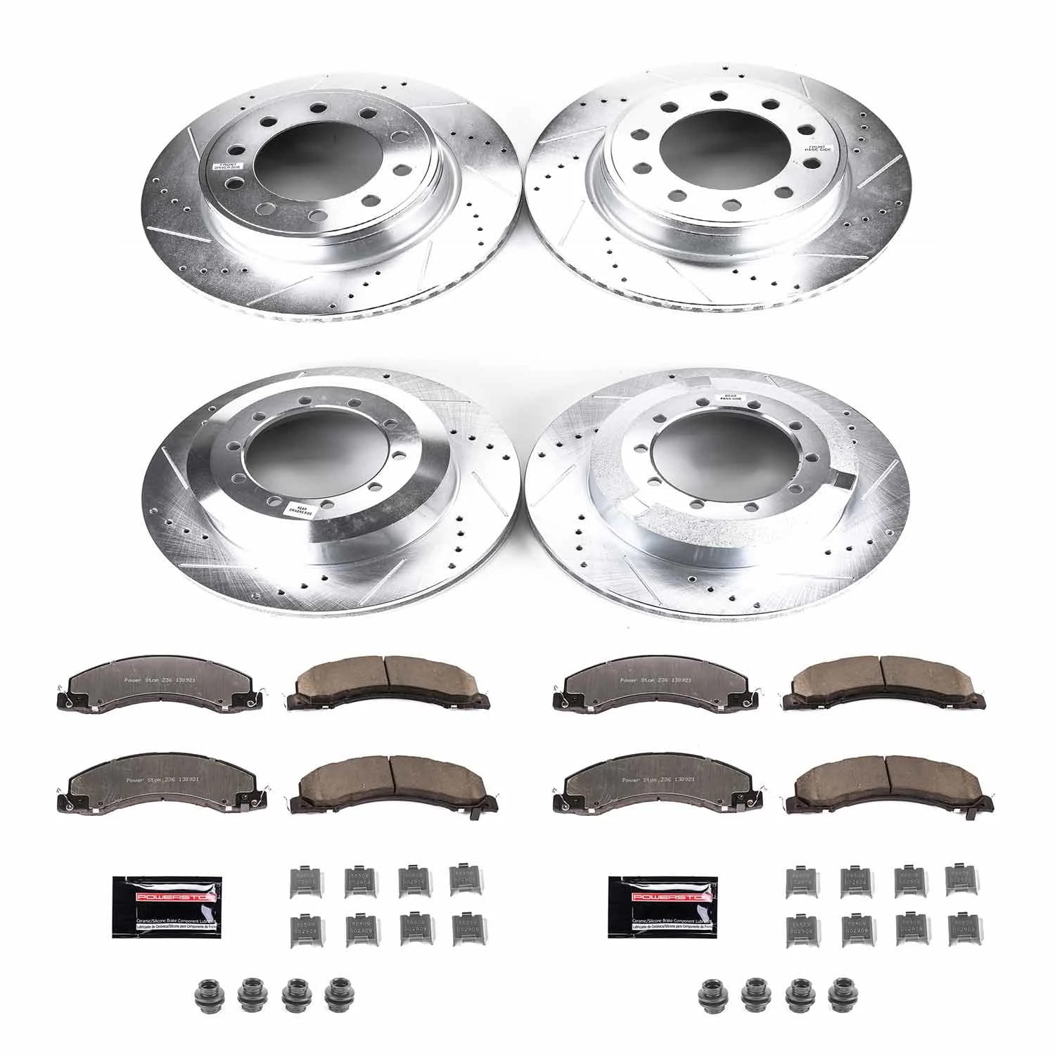 PowerStop Front and Rear Z36 Truck & Tow Carbon-Fiber Ceramic Brake Pad and Drilled and Slotted Rotor Kit Fits: DODGE Select Models K5568-36