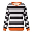 thumbnail image 4 of VISALY Pullover Crewneck Sweatshirt Tunic Sweatshirt Oversized Sweatshirts Loose Fit Long Sleeve Tops Striped No Hood Casual Comfy Blouses Business Casual Sweater Sweater Shirts Comfy Sweaters Black L, 4 of 5