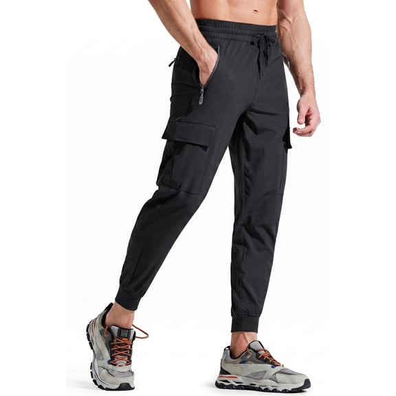 MASKERT Men's Hiking Pants-Quick Dry Hiking Pants Track Running Workout Athletic Travel Casual Outdoor Black(Size XS-XXXL)