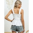 thumbnail image 2 of Berydress Women's Ruffle Tank Tops Square Neck Babydoll Causal Summer Smocked Blouse (L-6209-White), 2 of 7