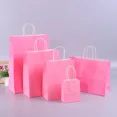 thumbnail image 3 of Bolsas de regalo de papel Kraft con asas, 10/20/30/50 unidades, para compras, manualidades, color marrón y blanco, para fiestas, suministros navideños, 3 of 5