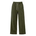 thumbnail image 3 of QIbmong Sweatpants Women Fall Winter Elastic Waist Activewear Drawstring Casual Loose Straight Workout Running Pants with Pockets(S,Army Green), 3 of 7
