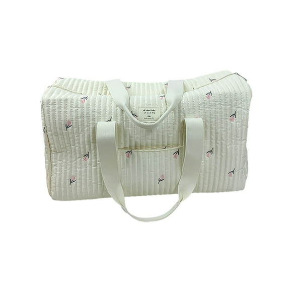 kurtrusly Large Capacity Outgoing Baby Diaper Storage Bag For On Go Easy Diaper Organization Durable flowers milky-white