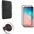thumbnail image 1 of Galaxy S10e Case Belt Clip w Screen Protector w Wireless Charger - Leather Holster Cover, Tempered Glass 5D Curved Edge, Fast 7.5W and 10W Charging Pad for Samsung Galaxy S10e Phone, 1 of 1