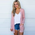 thumbnail image 2 of Pyhlmscde Early Fall Fashion, Lightweight Cardigans for Women, Cardigan Sweaters for Women, Womens Ladies Solid V-neck Cardigan Long Sleeve Coat Pockets Outerwear Pink XL, 2 of 8