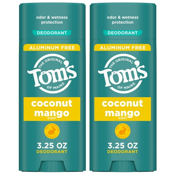 Toms of Maine Coconut Mango Natural Deodorant for Women and Men Aluminum Free 3.25 oz 2-Pack