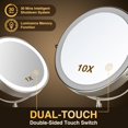 thumbnail image 2 of Rechargeable Wall Mounted Lighted Makeup Mirror DoubleSided /x Magnifying Mirror with Color Lights Vanity Mirror with DualTouch & Luminance Memory (Nickel), 2 of 8