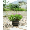 thumbnail image 2 of Gardenised 4-Piece Round Half Barrel Flower Pots Rustic Farmhouse Style Faux Wood Planter Containers for Indoor & Outdoor Use Perfect for Displaying Decorative Garden Florals Herbs & Succulents, 2 of 12