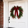 thumbnail image 4 of Christmas Wreath with Red Bows - Artificial Cedar Winter Wreath Decor, Farmhouse Holiday Wreath for Indoor Outdoor Christmas Decorations - 25'', 4 of 7