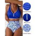 thumbnail image 4 of SHEWIN High Waisted Swimsuits for Women Textured Whip Stitch 2 Piece Bikini Sets V Neck Cross Back Sporty Summer Beach Bathing Suit, 4 of 11