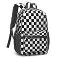thumbnail image 2 of Black and White Checkered Pattern 17" School Backpacks for Teens,Waterproof Oxford Fabric,S-Shape Padded Straps for School,Travel,Hiking,Camping, 2 of 6