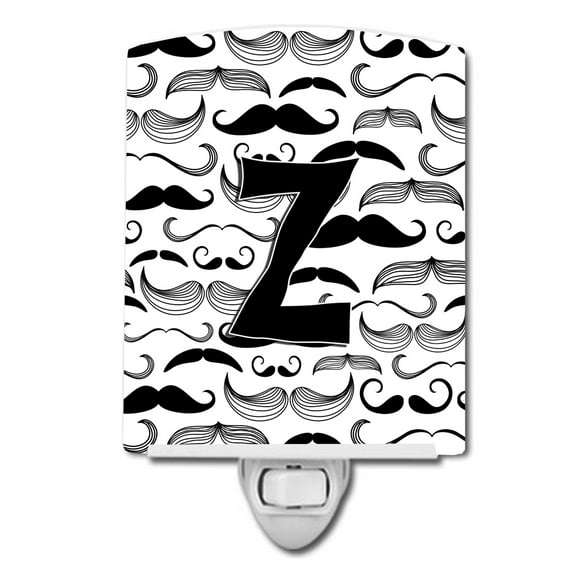 Caroline's Treasures CJ2009-ZCNL Letter Z Moustache Initial Ceramic Night Light, 6x4x3", multicolor