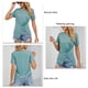thumbnail image 3 of Camiseta informal de verano de manga corta con abertura en el dobladillo delantero plisado con cuello redondo para mujer, 3 of 8