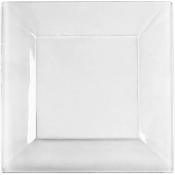 EcoQuality 8" inch Clear Square Plastic Plates - Disposable China Like Party Plates, Heavy Duty Dinner Plates, Salad Plate, Dinners, Dessert, Wedding, Serveware, Catering (10)