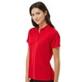 thumbnail image 3 of Paragon Women’s Saratoga Mini Mesh Performance Polo, 4-Button Placket Polyester Shirt, Red, S, 3 of 5