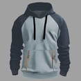 thumbnail image 5 of HXWCHs Men's Solid Color Hoodie Classic Men's Casual Solid Color Pullover Hoodie Streetwear Comfortable Drawstring Sweatshirt for All Seasons Blue XXL, 5 of 5