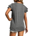 thumbnail image 6 of Womens tshirts ruffle sleeve summer casual tee shirts round neck solid color cute tunic dressy casual business outfits, 6 of 7
