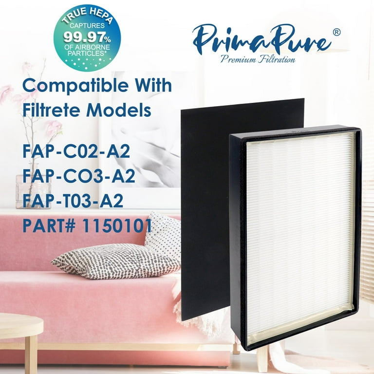 2 Pack PrimaPure H13 True HEPA Filter Replacement for Filtrete Room Air Purifier 1150101 FAP C02 A2 FAP C03 A2 FAP T03 A2 FAP SC02L 2 HEPA