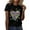 Black, variant on Blouses for Women Short Sleeve Casual Crew Neck Printed Top Summer Tops L