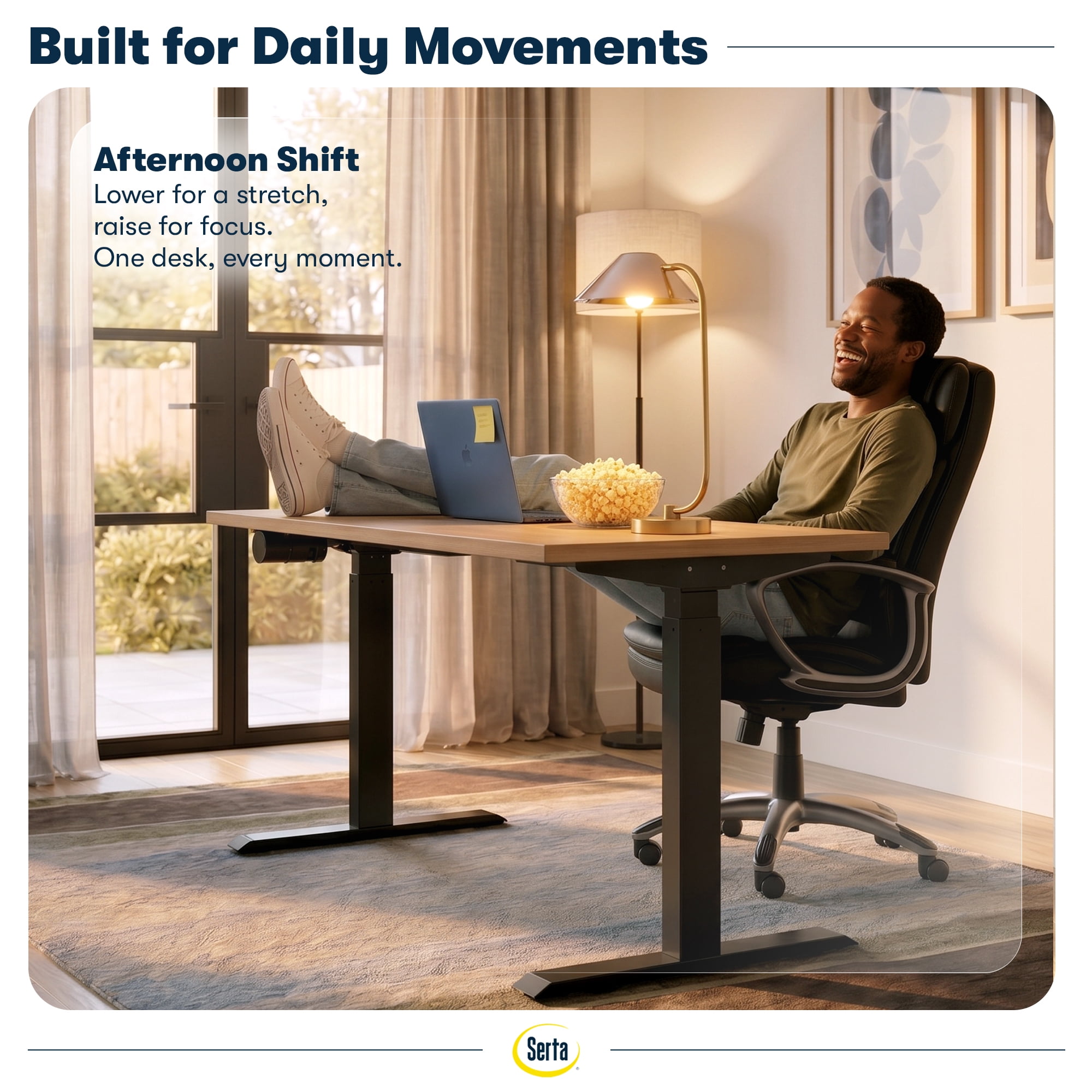 Serta Creativity Electric Height Adjustable Standing Desk Light Brown