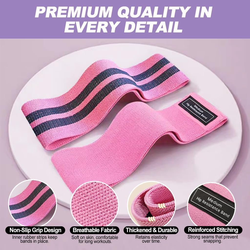 Fabric Resistance Bands for Working Out & Numbered Elastic Stretching Strap Set,  and Booty Bands Exercise Bands for Women and Men Yoga Starter Set Pilates Rehab Fitness and  Workout