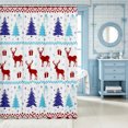 thumbnail image 2 of Manfei Christmas Deer Snowman Shower Curtain 72Wx72L,Happy Xmas Bathroom Curtain, 2 of 6