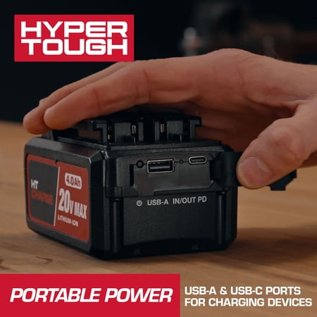 Hyper Tough 20V 2Ah USB A C Battery for Hyper Tough 20V Max Cordless Tools