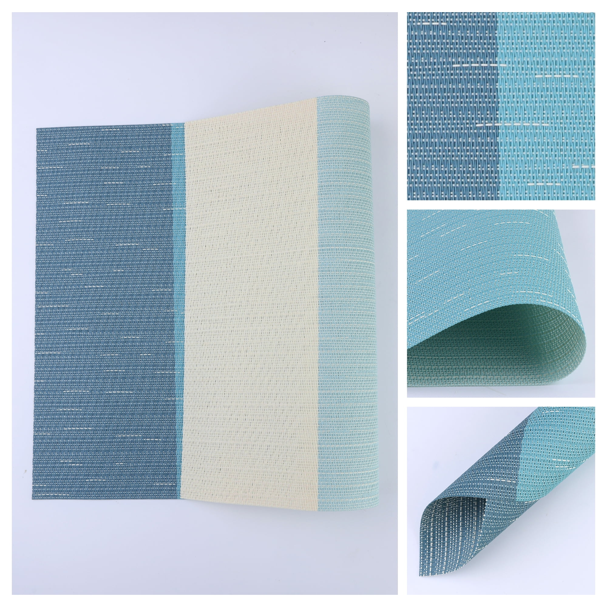 Unique Bargains 8 Packs Placemats for Kitchen Dining Table Decor Washable Green 18x12in