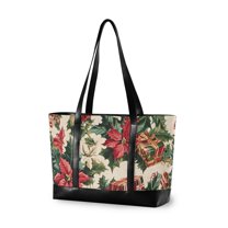 FORMRS Laptop Tote Bag for Women with 15.6" Computer Compartments Handbag, Red Christmas Poinsettia
