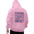 thumbnail image 4 of Men's Pink Hoodie with 'Be Kind' Print and American Flag Sleeve Comfortable and Stylish Pullover Sweatshirt, 4 of 5