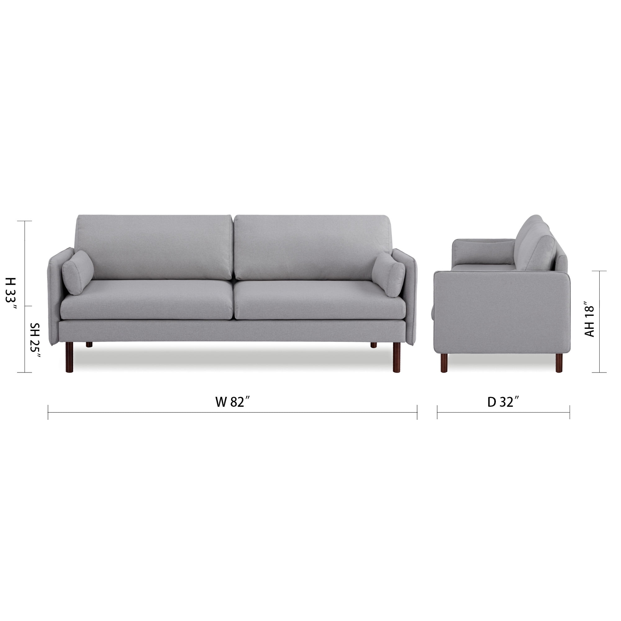 A&D Home Yucca Light Gray Polyester Modern Sofa, Upholstered Contemporary Couch