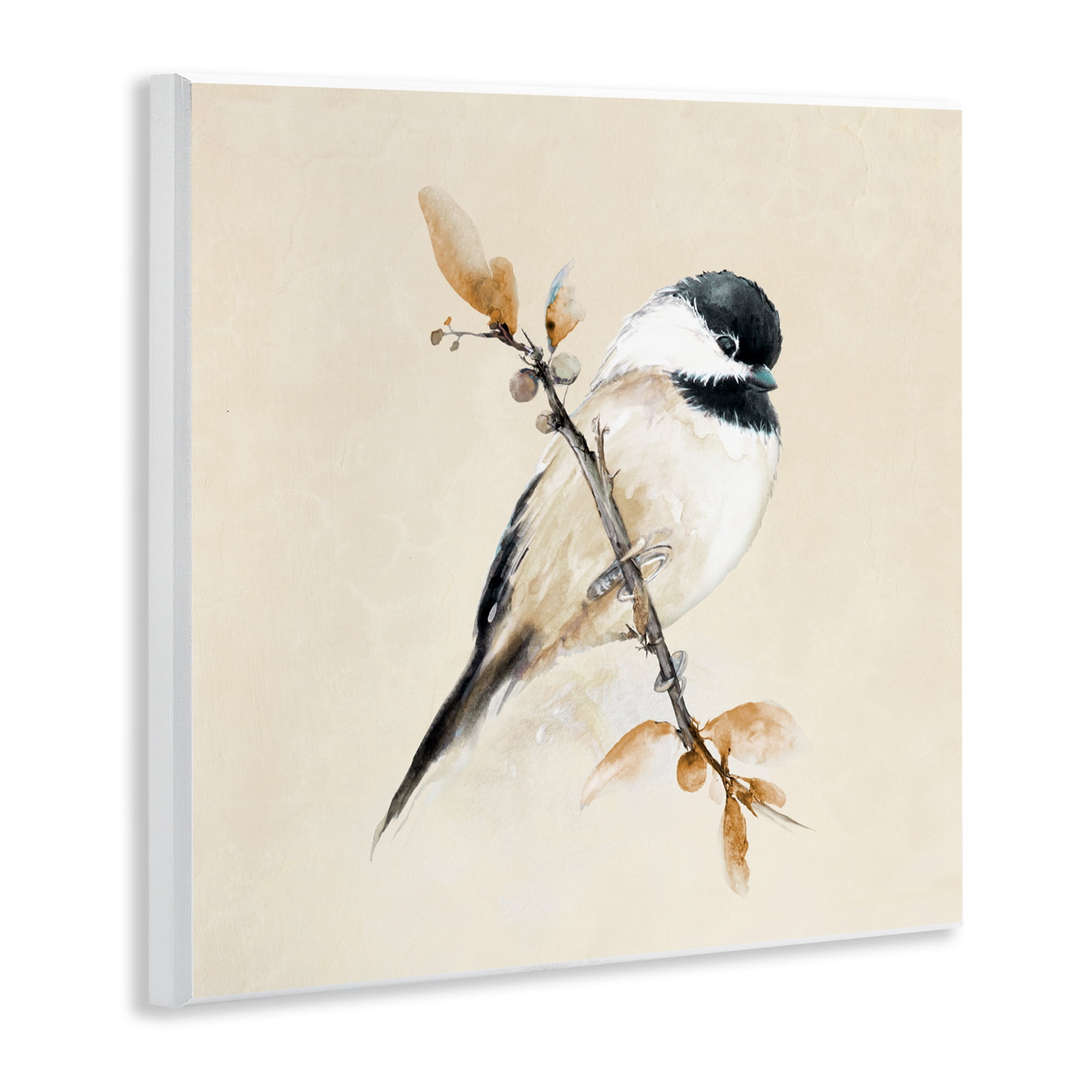Stupell Industries Muted Watercolor Chickadee Wall Plaque Art, design by Diannart