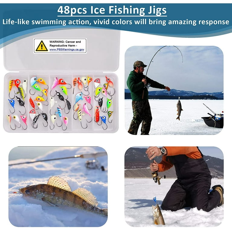 Fishing Lures Ice Fishing Jigs 48pcs Ice Fishing Gear Small Jigs