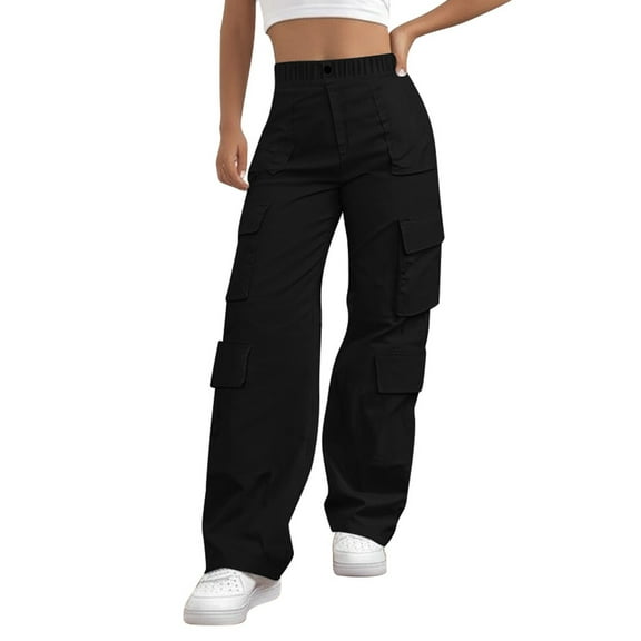 Gyexs Linen Pants for Women Fall Drawstring Elastic Pants Baggy Cotton Joggers Womens Winter Clothes, #01 Black, Size XXL
