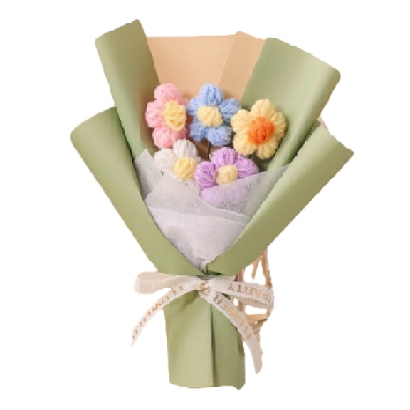Ruanlalo Handmade Crochet Flower Bouquet Small Puff Wildflowers Bouquet Birthday Anniversary Gifts for Mom Wife Best Friend Girlfriend