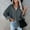 Dark Gray, variant on Jackets For Women Women's Brushed Plaid Shirts Long Sleeve Flannel Lapel Button Down Pocketed Jacket Fashion Coats Plaid Shirts For Women Flannel Jacket Women Green XL