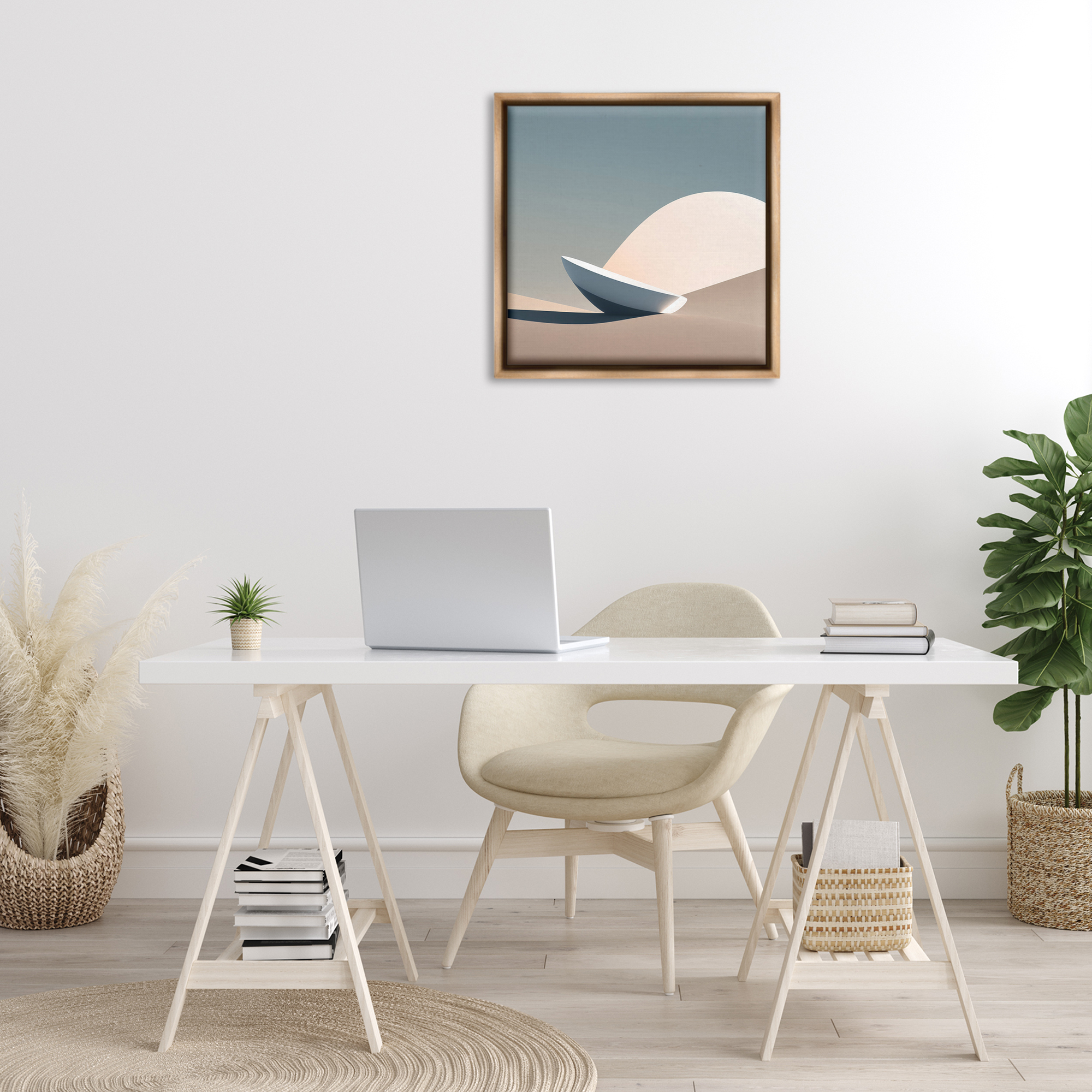 Stupell Industries Buried Space Capsule Landscape Painting Brown Floater Framed Canvas Art Print Wall Art, 25 x 25
