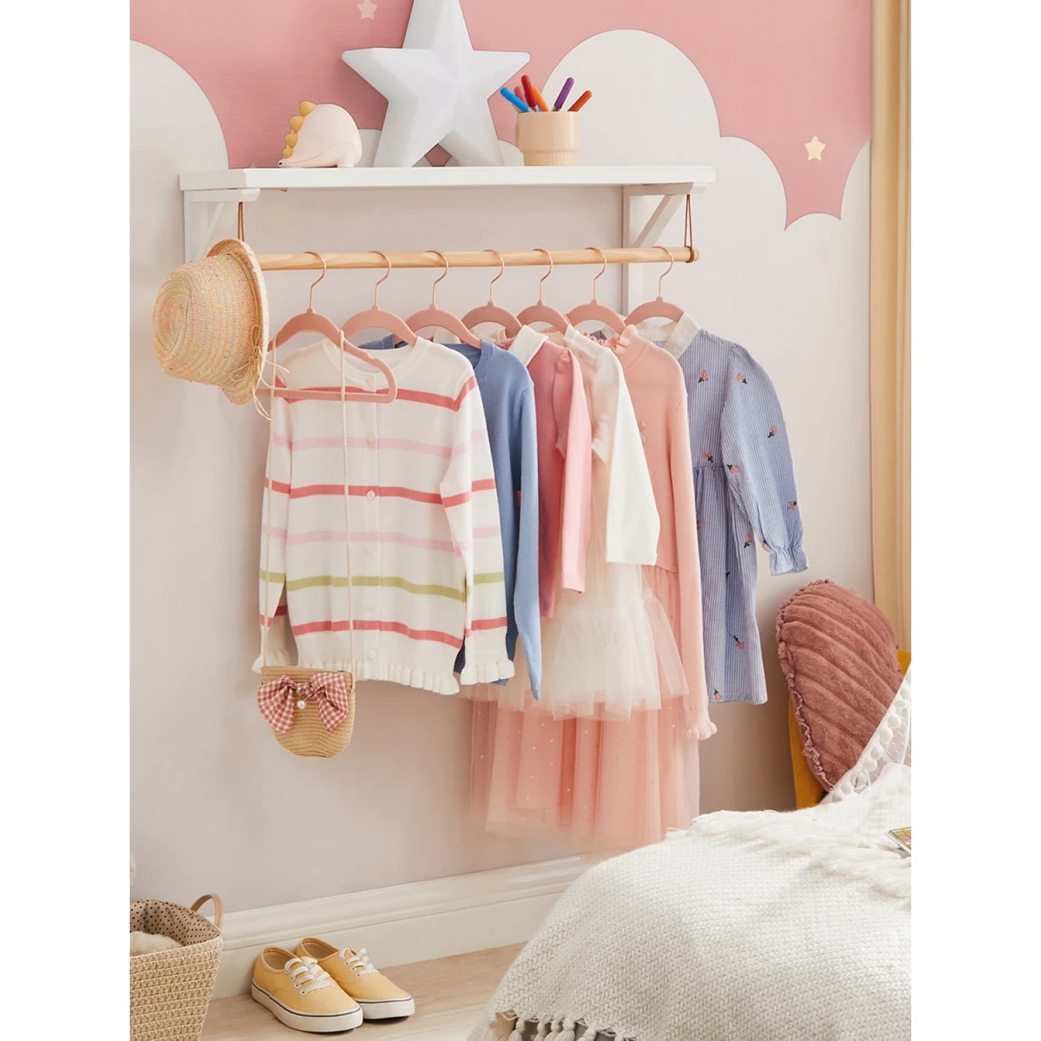 NTGFU Baby Hangers Pack Of 50, Children's Hangers for Closet with Rose Gold Hooks, Premium Velvet Hangers for Nursery, Non-Slip Hangers - Pink