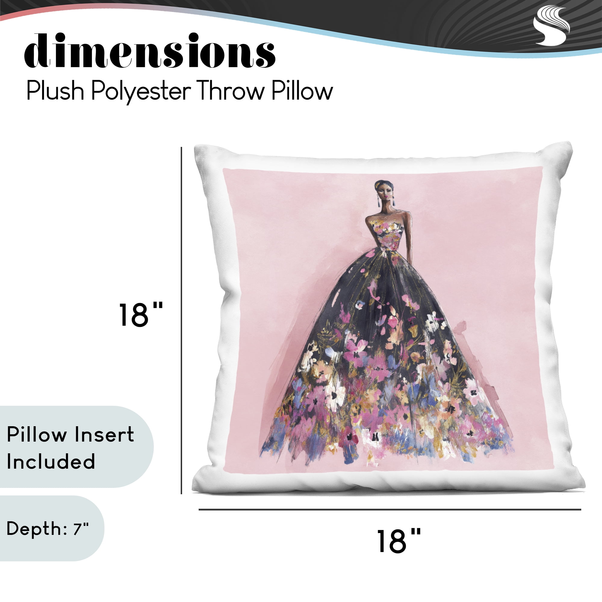 Stupell Industries Floral Reverie Gown Decorative Printed Throw Pillow, design by Svetlana Aleynikova, 18 x 7 x 18