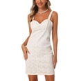 thumbnail image 1 of INSPIRE CHIC Robe à Bretelles Spaghetti pour Femmes Col en V Dentelle Élégante Robes Blanches m, 1 of 5