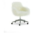 thumbnail image 1 of Linon Fiona Faux Fur Upholstered Office Chair Silver Base Wheels in Off White, 1 of 8