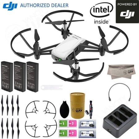 DJI Tello Quadcopter Drone Boost Combo with HD Camera and VR, Comes 3 Batteries, Protective Cage, 8 Propellers, Powered by DJI Technology and Intel 14-Core