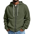 thumbnail image 3 of MXALUOB Men's Full Zip Hoodie Waffle Knit Long Sleeve Hooded Sweatshirt with Drawstring Casual Solid Color Jacket Fall Winter Outfits, 3 of 10