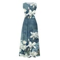 thumbnail image 5 of USSUMA Sun Dresses Women Summer Casual Sleeveless High Waist Tank Swing Long Maxi Sundresses for Women Floral Print Plus Size Dress for Women Round Neck Graduation Dress, 5 of 5
