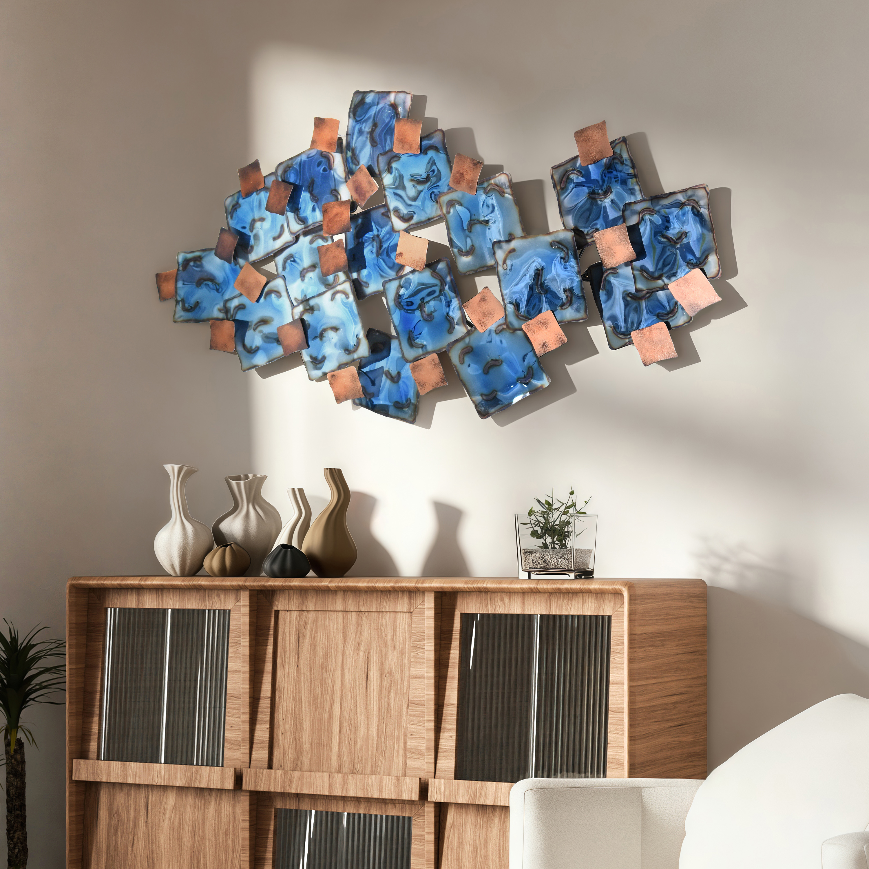Empire Art Direct Mesh Hand Painted Etched Metal Wall Sculpture, 48.8" x 26.0" x 2.8", Ready to Hang