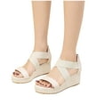 thumbnail image 4 of Honeeladyy Sandals with skirt Summer Ladies Shoes Wedge Heel Sandals Solid Color Casual Women's Sandals, 4 of 7